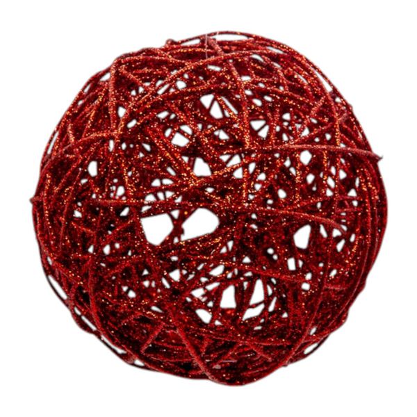 Jogo 2 Bolas De Natal Aramada Brilho Vermelho 15cm Vermelho Aramada