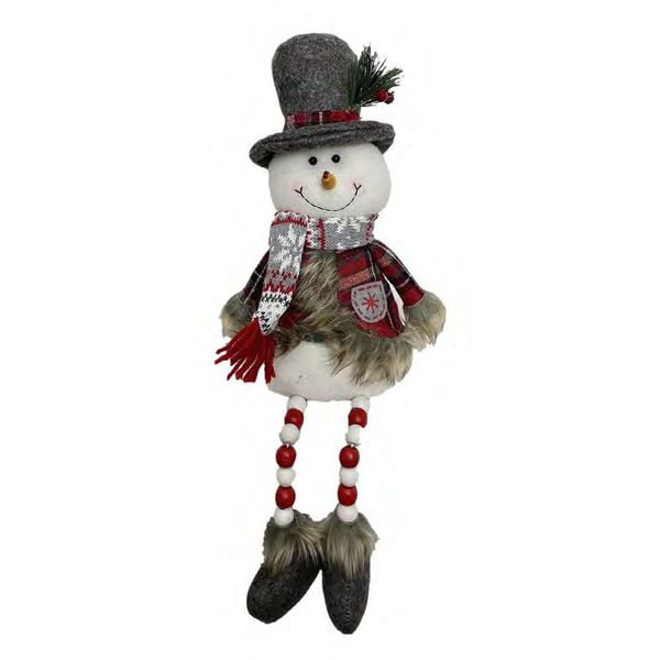 Boneco de Neve c/ Miçangas Sentado Wine Vermelho 43cm
