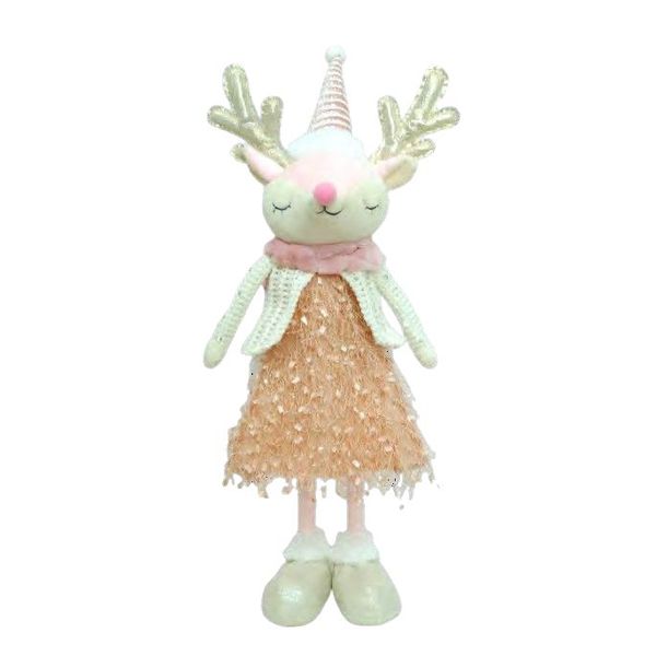 Boneca de Tecido em Pé Rosa e Branco 40cm