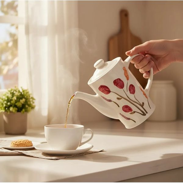 Bule Chaleira De Cerâmica Florescer 1 Litro Para Café Chá