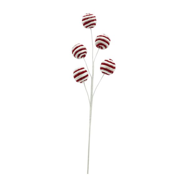Galho De Natal Pick Bolas 47cm Vermelho E Branco