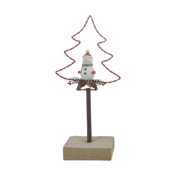 Árvore Decorativa Boneco Neve Com Led Vermelha 26cm