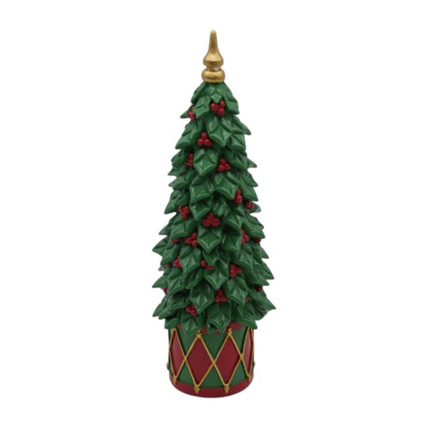 Árvore Decor Resina Verde Berry Vermelho 34cm Luxo Natal