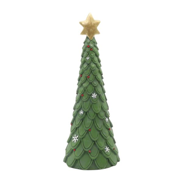 Árvore Resina Verde Com Estrela Luxo Natal Tok Da Casa 30cm