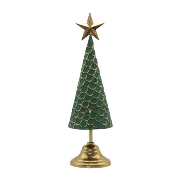 Árvore Decorativa Estrela Natal em Metal Verde e Dourado 40cm