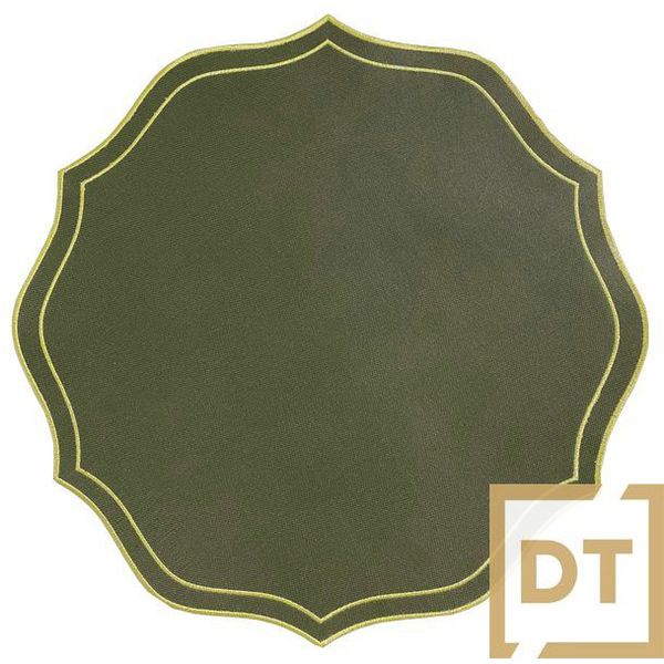 Jogo Americano Nylon Verde Lurex Bordado Branco