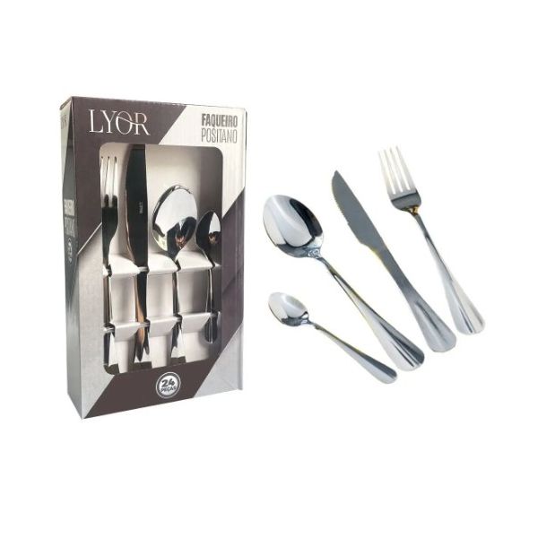 Faqueiro Talheres de Jantar Aço Inox 24 Peças Positano