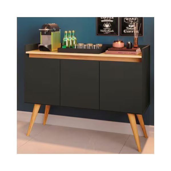 Aparador Buffet Gold 3 Portas Preto Móveis Primus 