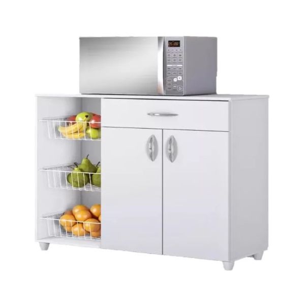 Fruteira 3 Cestos Com Porta Gaveta Branco Dacheri