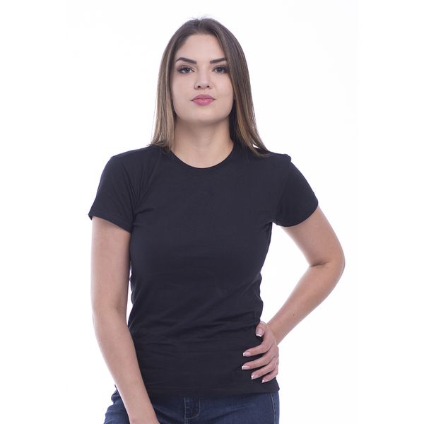 Camiseta T Shirt Feminina Lisa Blusinha Blusa Baby Look - Preta