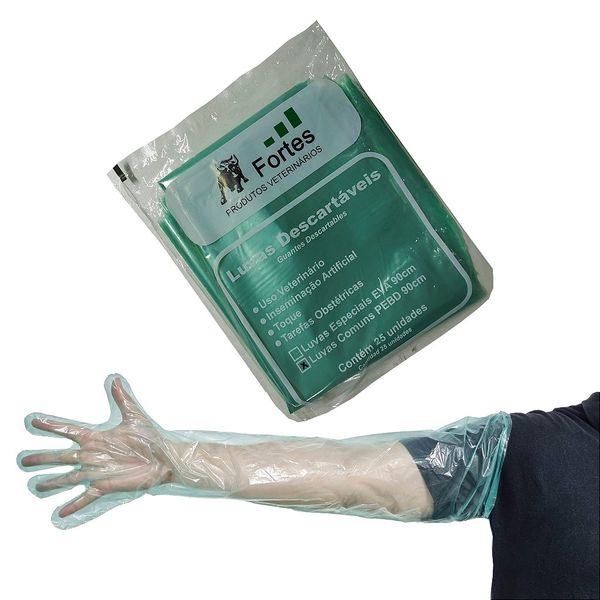 Luva Fortes PEBD Cano Longo - 25 unid - Para Inseminação Artificial