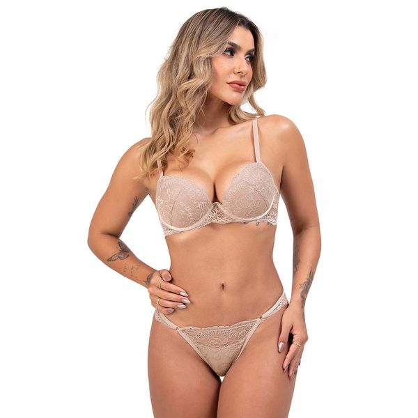 Conjunto Lingerie Push Up Bordo- Cherry Duzani em Promoção na Americanas