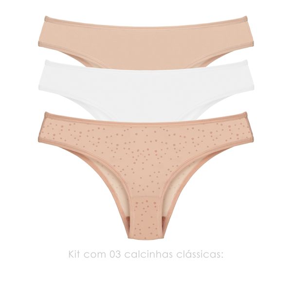 Kit com 3 calcinhas clássicas.