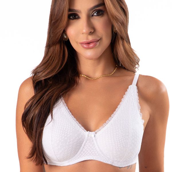 Conjunto com aro e sem bojo. Calcinha fio