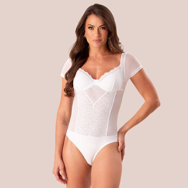 Body fio em renda e tule