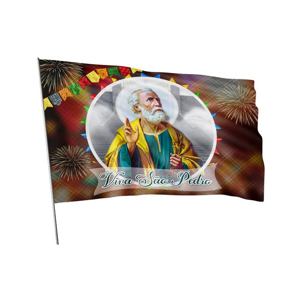 Bandeira São Pedro Em Tecido Sublimado 1,70x1,20