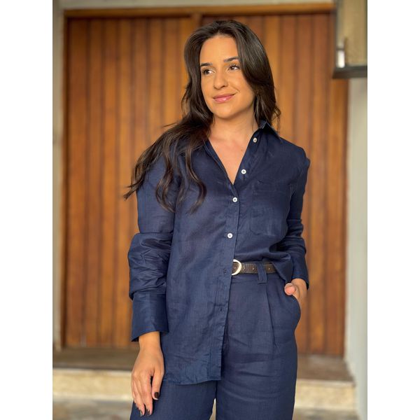 Camisa Linho Malu - Azul Marinho
