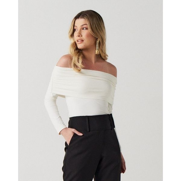 Blusa Ombro a Ombro Manga Longa - Off White