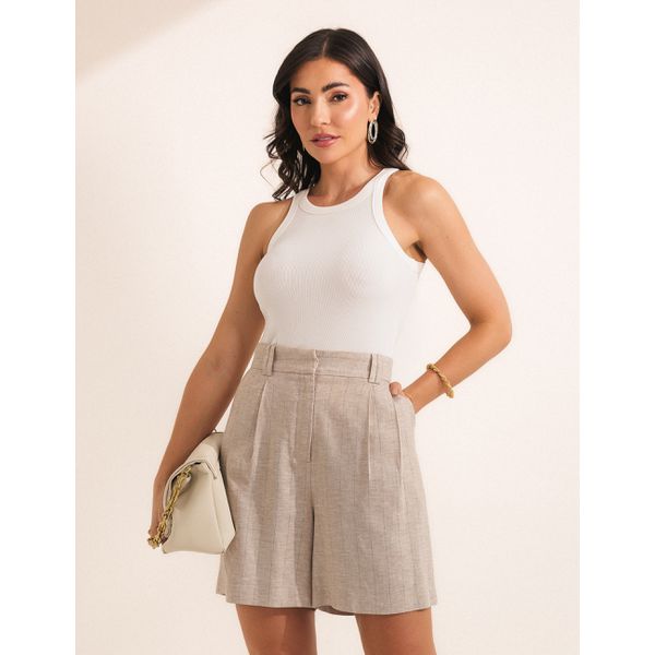 Shorts Risca de Giz - Linho Natural