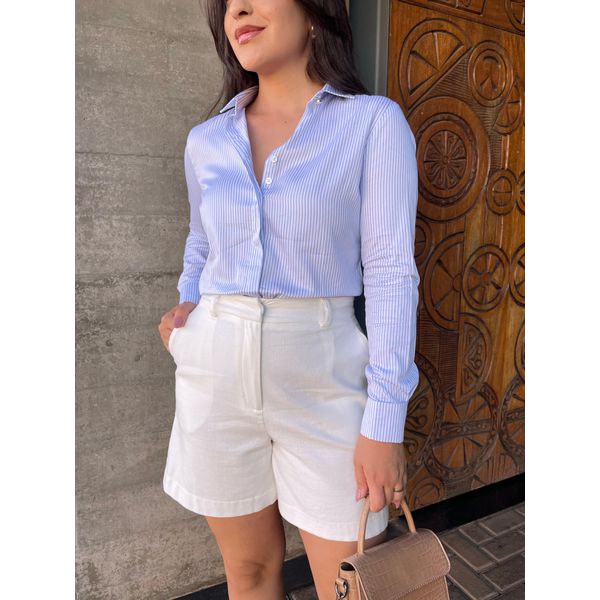 Camisa Listrada Eva - Branco e Azul