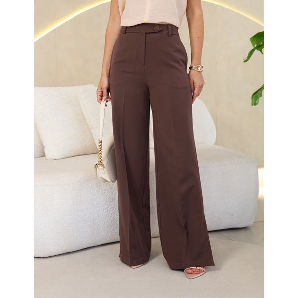 Calça Pantalona Alfaiataria - Marrom