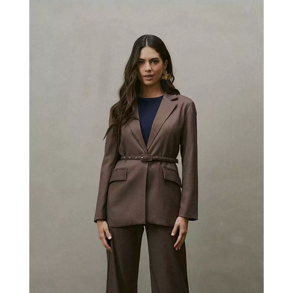 Blazer C Cinto Camile - Marrom