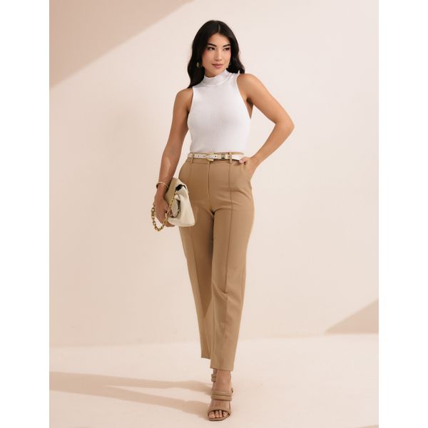 Calça Reta Vinco Alfaiataria - Bege - .