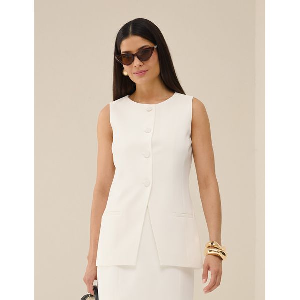 Colete Alongado Alfaiataria - Off White teste .