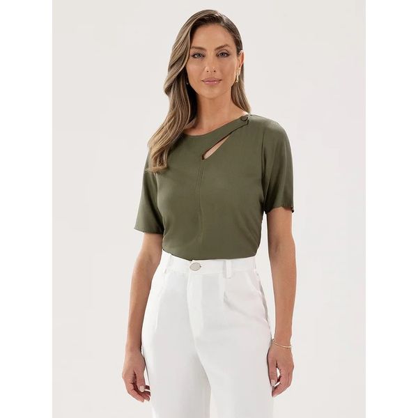 Blusa Kiara Mg Curta - Verde Oliva