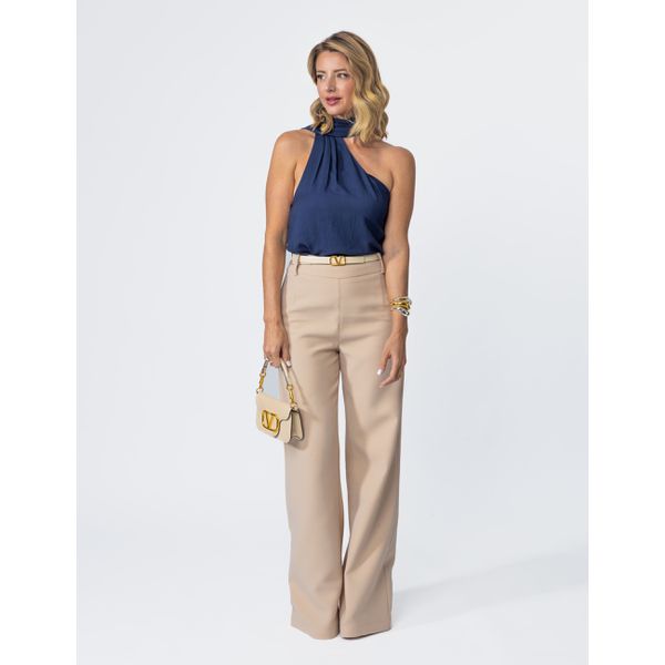 Calça Pantalona Alfaiataria - Bege Fendi