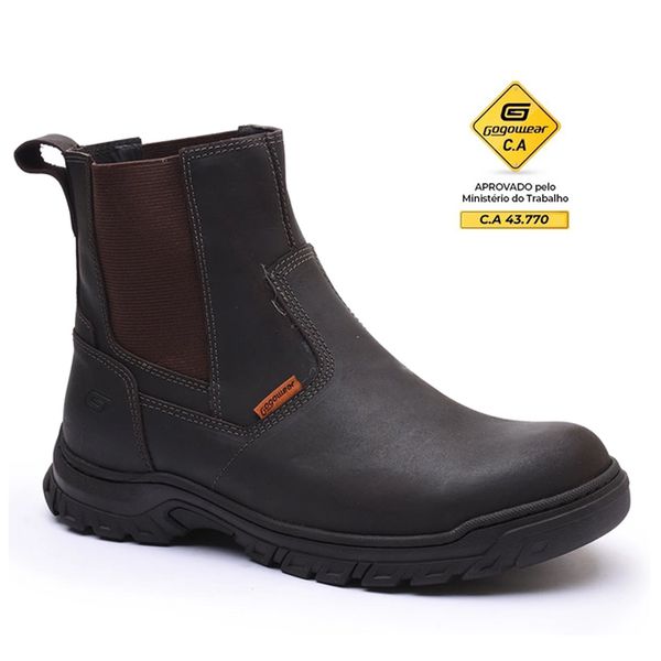 Bota Chelsea EPI CA Casual Gogowear 100% Couro ref Carbon cor Café