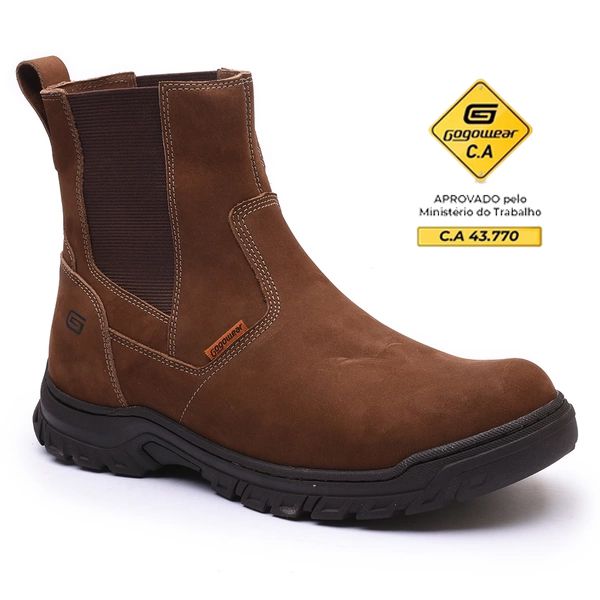 Bota Chelsea EPI CA Casual Gogowear 100% Couro ref Carbon cor Cravo