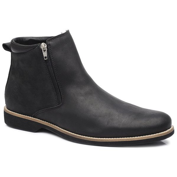 Bota Chelsea (com zíper) Casual Gogowear 100% Couro ref D125 cor Preto