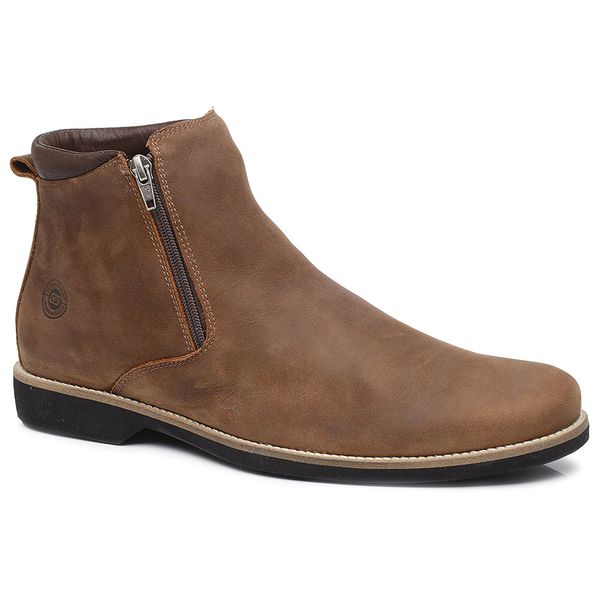 Bota Chelsea (com zíper) Casual Gogowear 100% Couro ref D125 cor Rústico Tostado