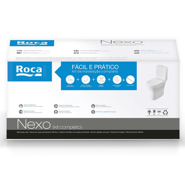 Kit Completo Roca Bacia C/CX, Assento PP Soft Close Nexo - Loja Gomes