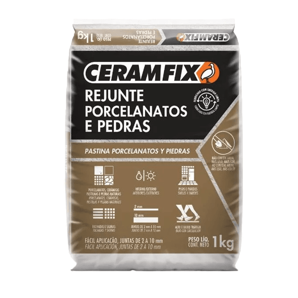 Rejunte Ceramfix Porcelanato 1KG Platina