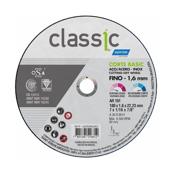 Disco de Corte 10" x 3,20mm x 3/4" - Classic Norton