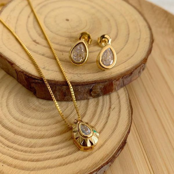 Conjunto infantil de gota em zircônia