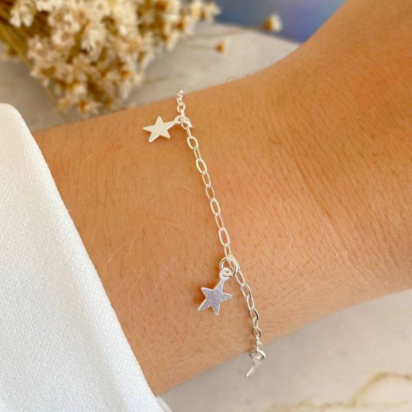 Pulseira de estrelas lisas prata 925