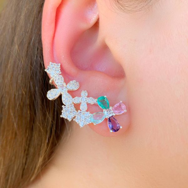 Brinco Ear Cuff Pedra Zircônia 