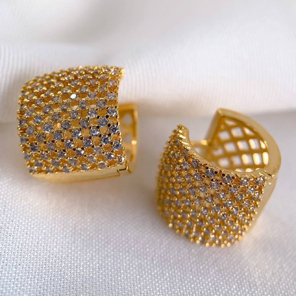 Brinco Argola com Telinha Cravejada 