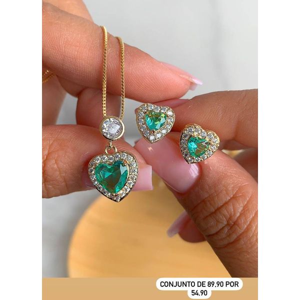 Conjunto Coração Cravejado 