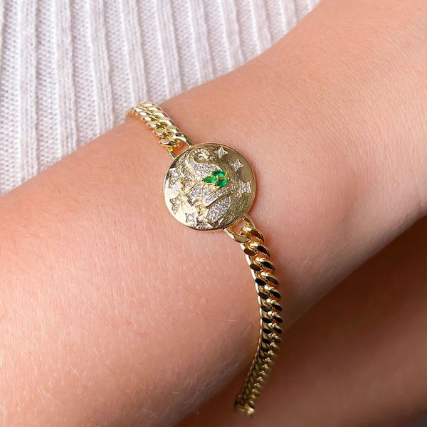 Pulseira Com Detalhe De Elefante Cravejado