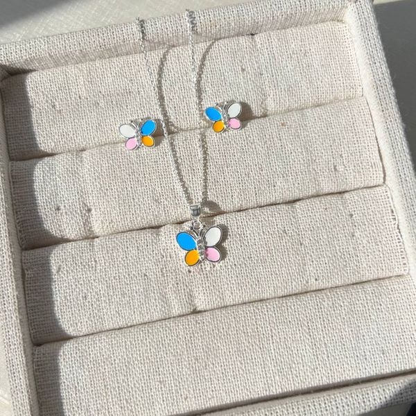 Conjunto Infantil De Prata 925 de borboleta 