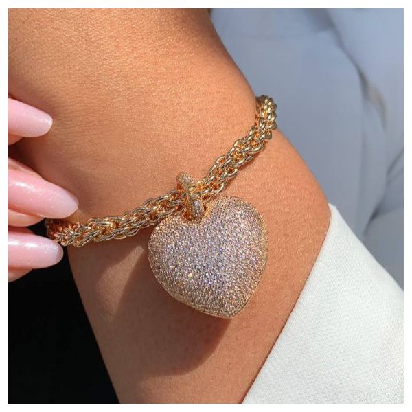 Pulseira linha Premium de coração cravejado 