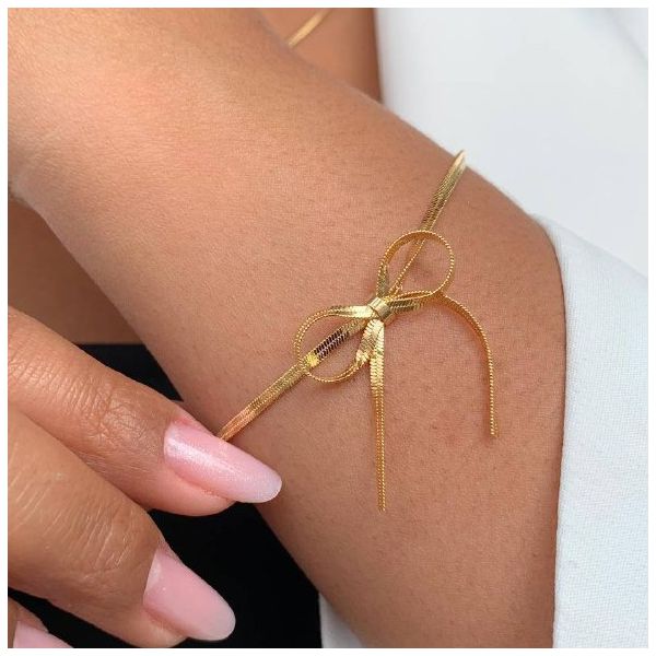 Pulseira de fita de laço delicada 