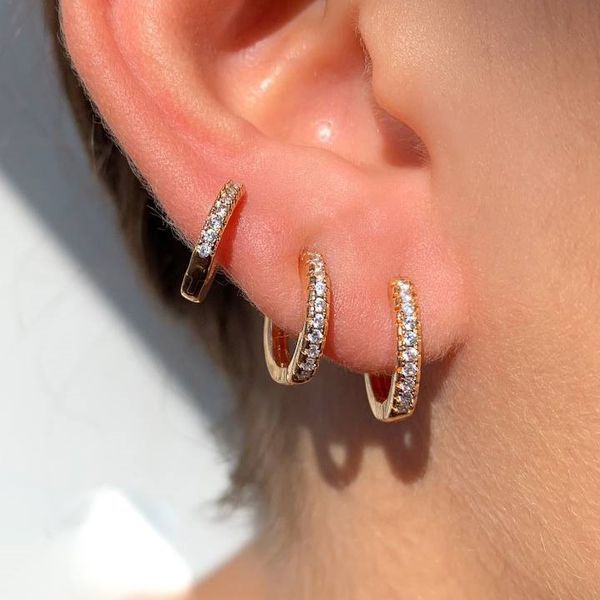 Trio de argola com detalhes em micro zircônia 