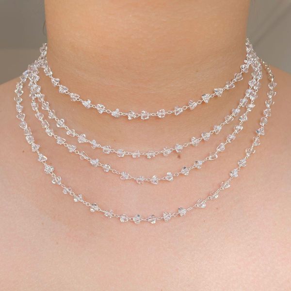 Chocker de cristal no banho Prata 