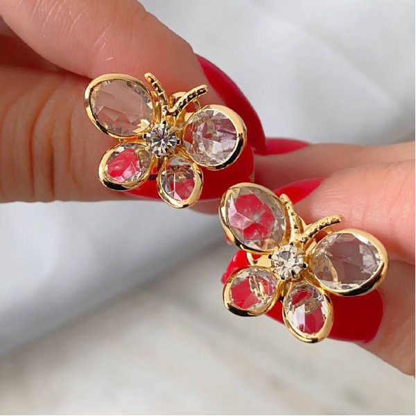 Brinco de borboleta zircônia 