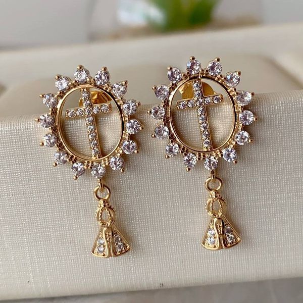 Brinco cravejado de nossa senhora 